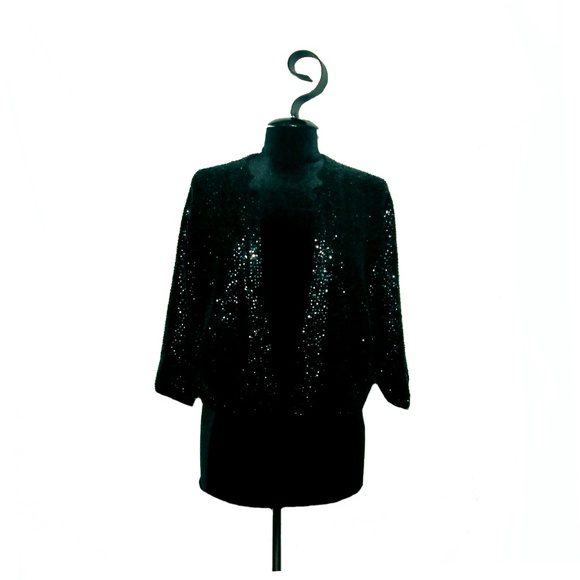 The Broadway Vintage Black Sequin Cardigan Size M - Picture 1 of 6